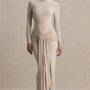 Chic Beige Long Sleeve Dress